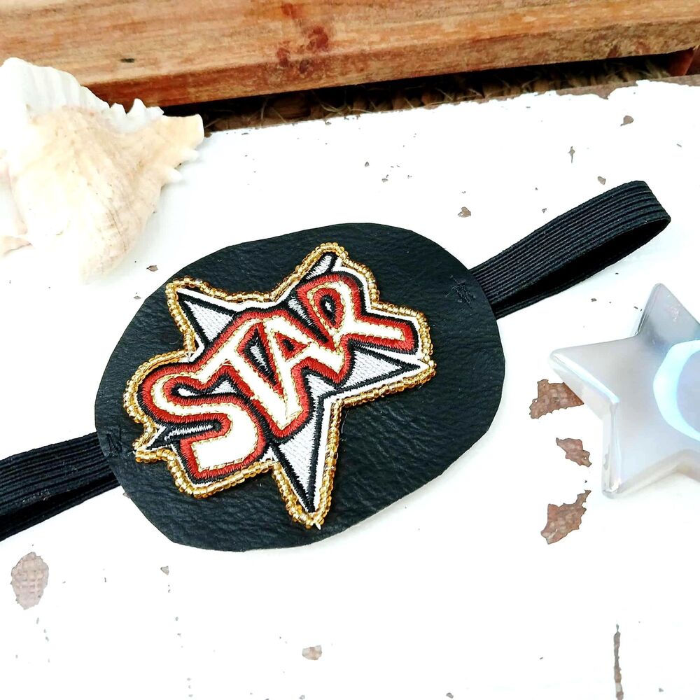 Star Embroidered Beaded Eye Patch, Adjustable Vision Accessory, Ocular, Costume